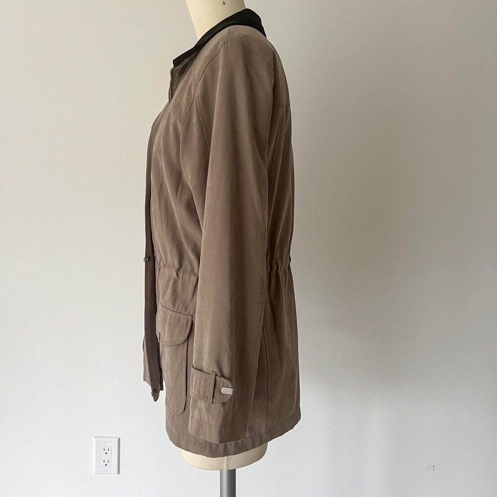 St. John's Bay Women's Small Lined Barn Coat Jacket Beige Khaki Brown Velvet - Picture 8 of 16